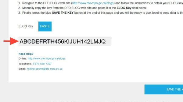 Get your ELOG key from DFO - Jobel